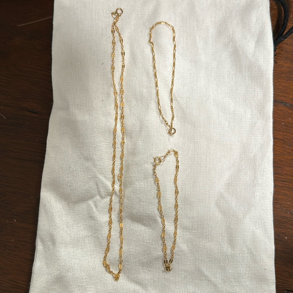 14k Gold vermeil necklace and bracelets